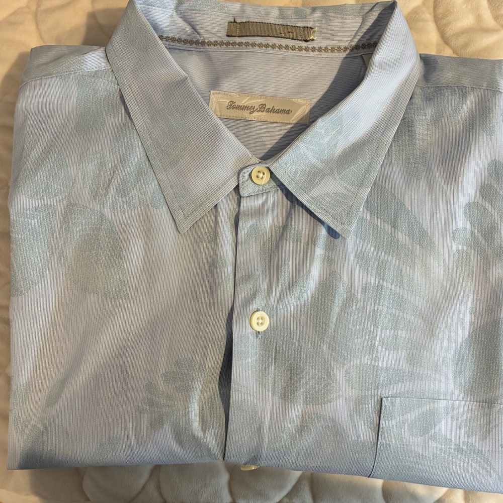 Tommy Bahama Light Blue Tropical Long Sleeve Island Modern Fit Cotton Mens-XXL